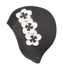 Bonnet De Bain Gaufré BUBBLE CAP FLEURI NOIR FASHY